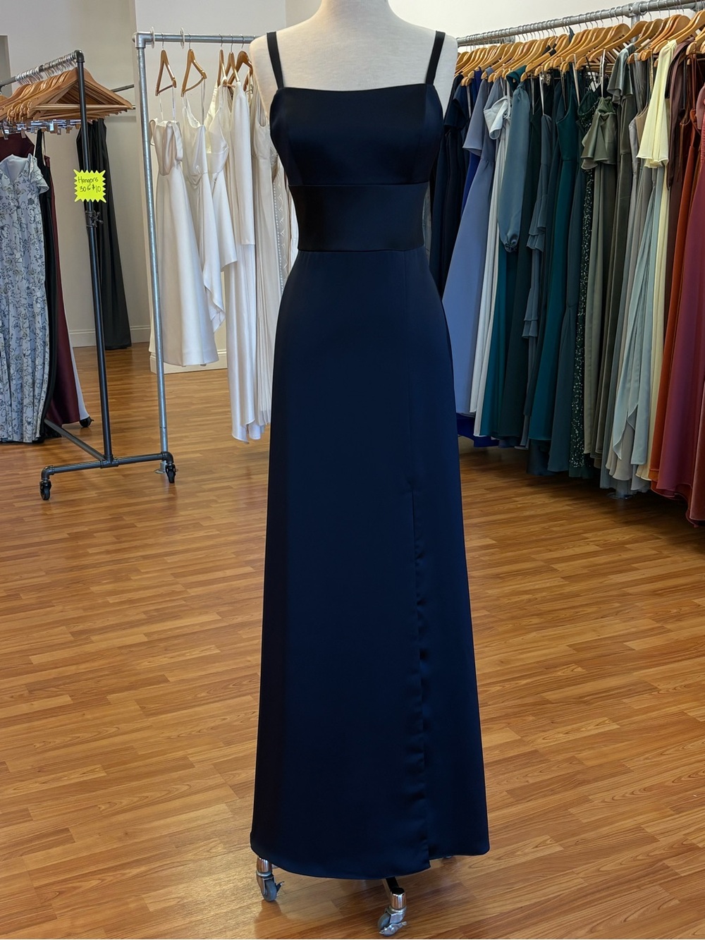 Amsale Nova Navy Fluid Satin Dress